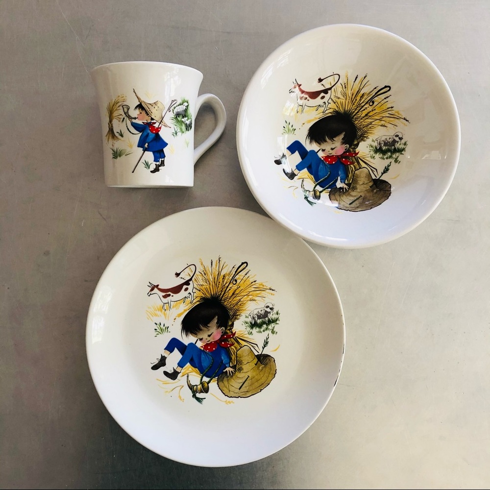 ⭐️OLD FOLEY⭐️Little Boy Blue 3-Piece Dining Set